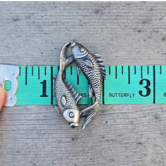 Da Vinci Sterling Silver Pisces Fish Brooch Pin Vtg Zodiac Star Sign Jewelry - Picture 10 of 10